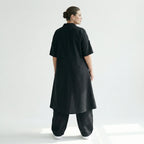 Cadrelli Damen Jumpsuit Schwarz Oversize Crash Twill Viskose Lycra Übergang EU 40 bis 48 – luftiger Avantgarde Einteiler