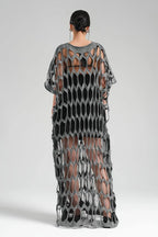  TW3 Kleid in gerader Form, aus Baumwolle, 1539, Grau, Ausgefallen, Zeitlos, Schick