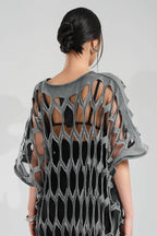  TW3 Kleid in gerader Form, aus Baumwolle, 1539, Grau, Ausgefallen, Zeitlos, Schick