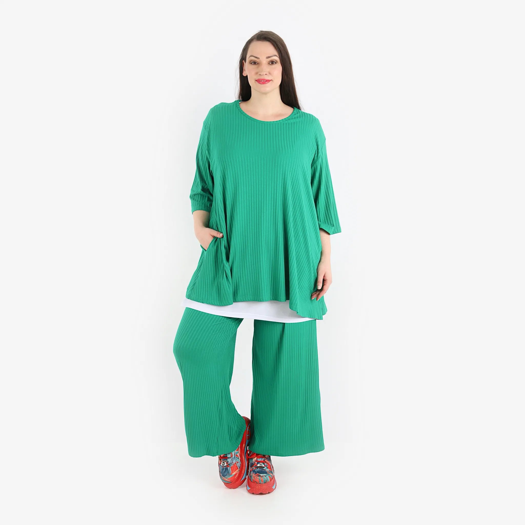  Papita Hose in gerader Form, aus Viskose, 6937, Auroras Grün, Schick, Modern, Bequem