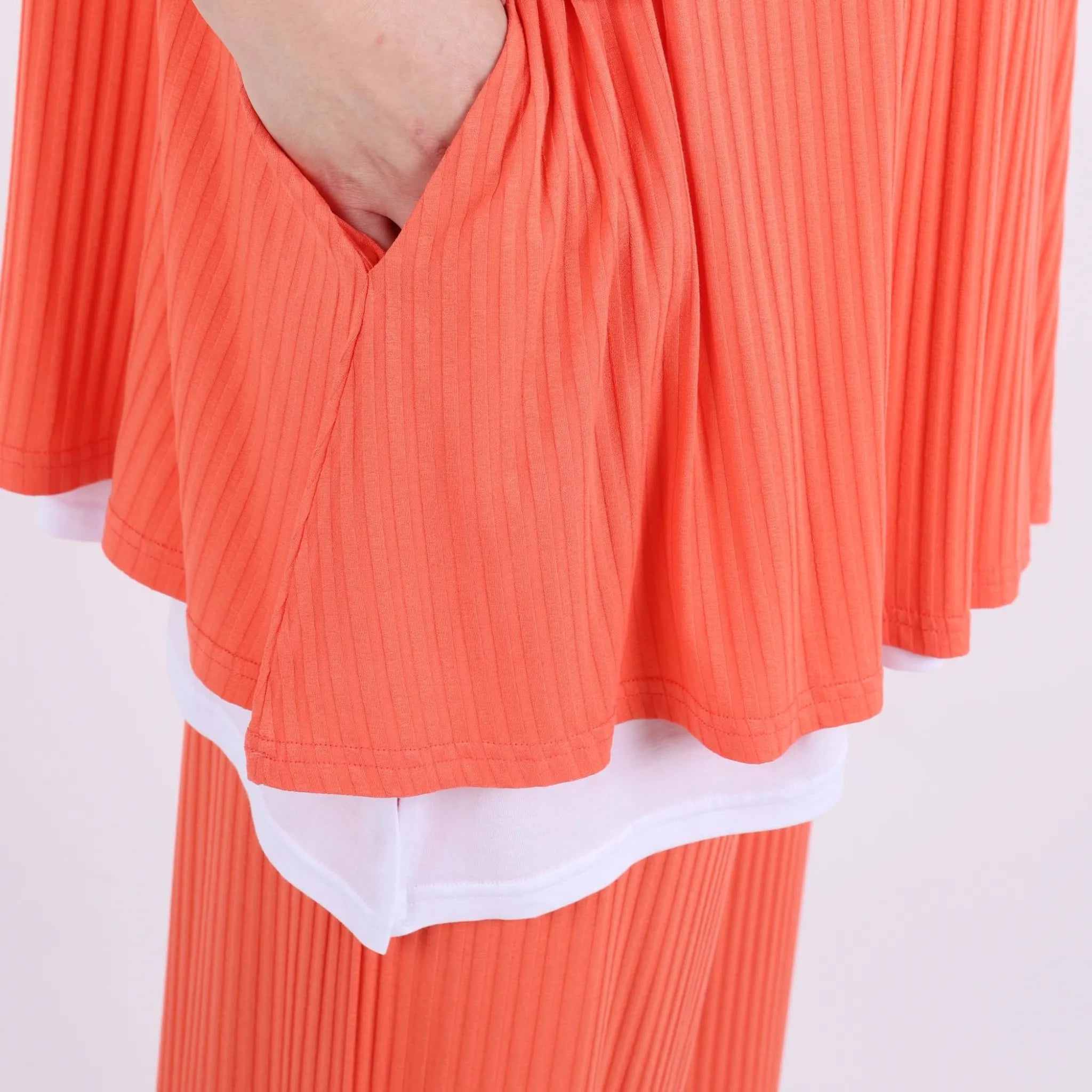  Papita Bigshirt in Glocken-Form, aus Viskose, 6936, Peachy Coral, Schick, Modern, Bequem