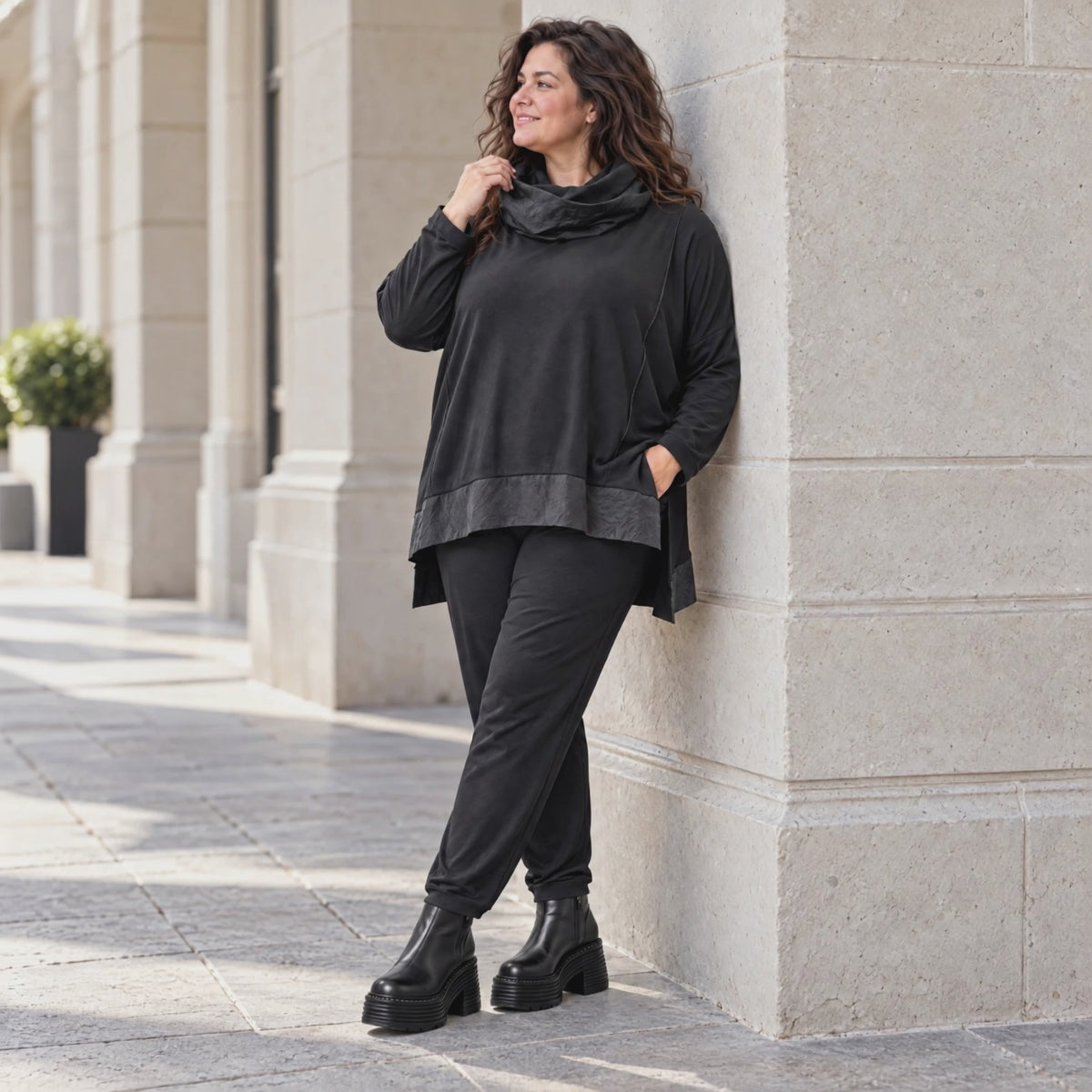 Bequeme Jerseyleggings aus Viskose mit Elasthan im Karottenschnitt mit Elastikbund