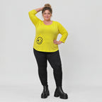 Shirt in leuchtendem Gelb aus weichem Stretchjersey mit Rundhalsausschnitt und 7/8-Arm