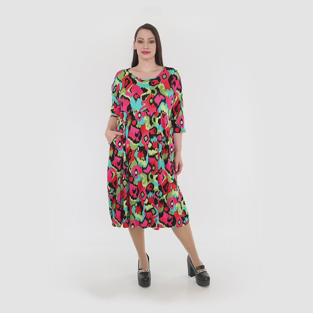 Ballonkleid von AKH Fashion aus Viskose, 1319.06698, Mehrfarbig, Farbmix, Schick, Modern