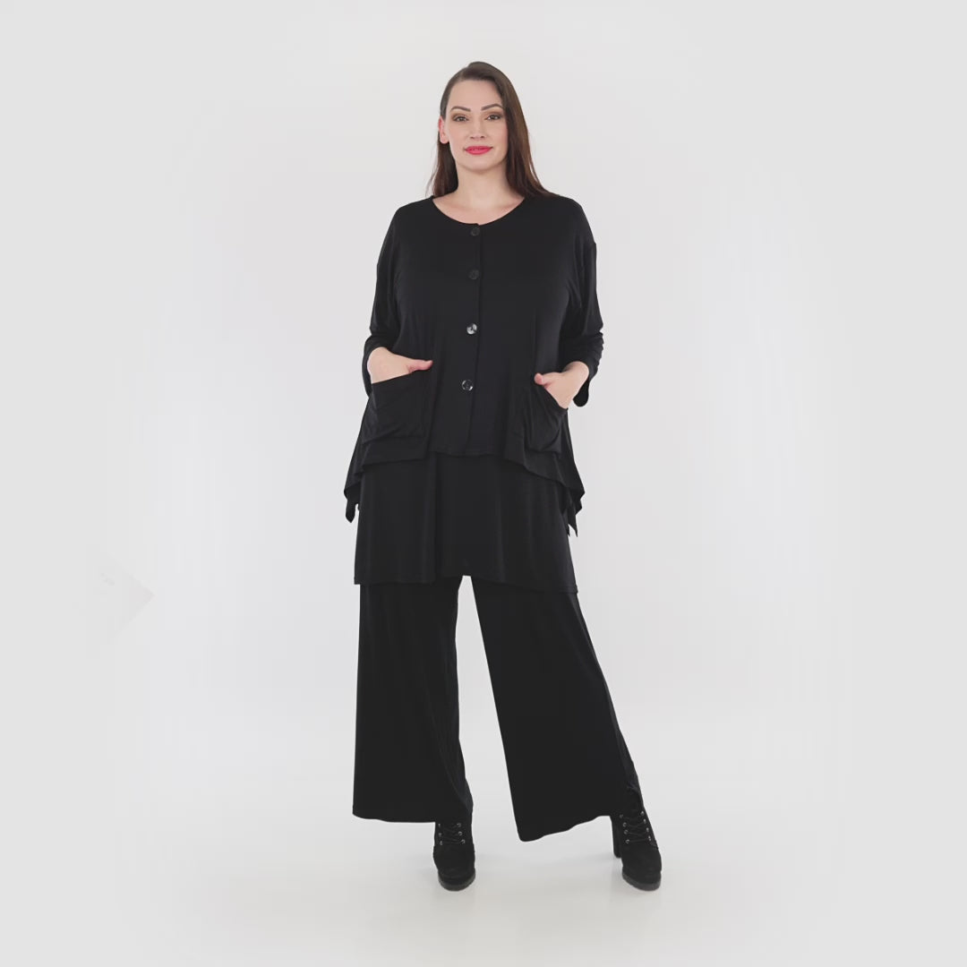 A-Form Jacke von AKH Fashion aus Viskose, 1233.00118, Schwarz, Schick, Modern, Bequem