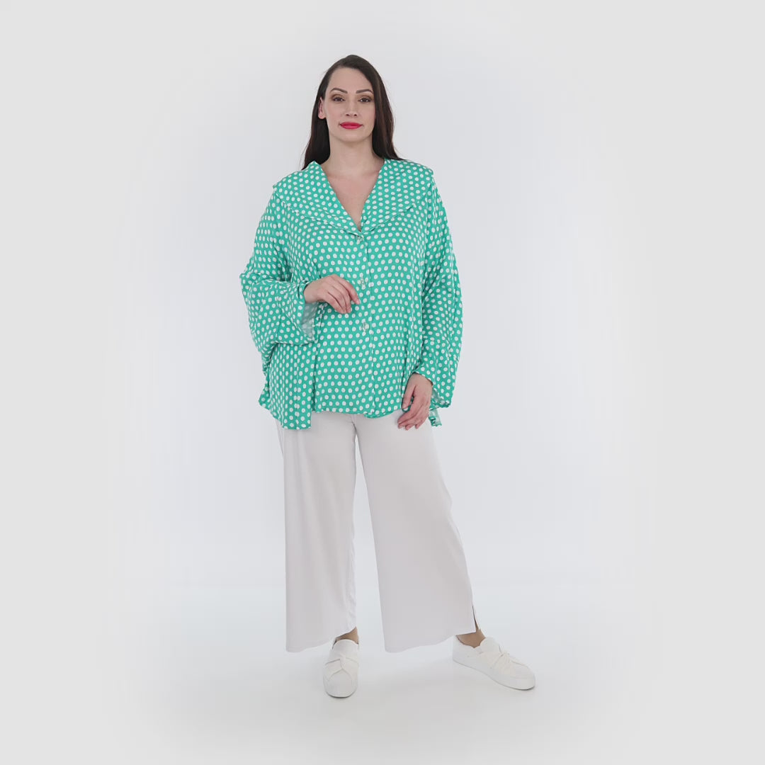 AKH Fashion Jacke in gerundeter Form, aus Viskose, 1273.00140, Mint-Weiß, Schick, Modern