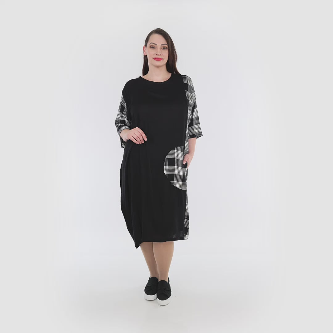 Ballonkleid von AKH Fashion aus Viskose, 1269.06943, Schwarz-Grau-Weiß, Schick, Modern