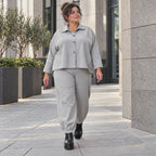 Graue Ballonjeans aus Stretchdenim in lockerer Form für bequemen lässigen Alltagslook