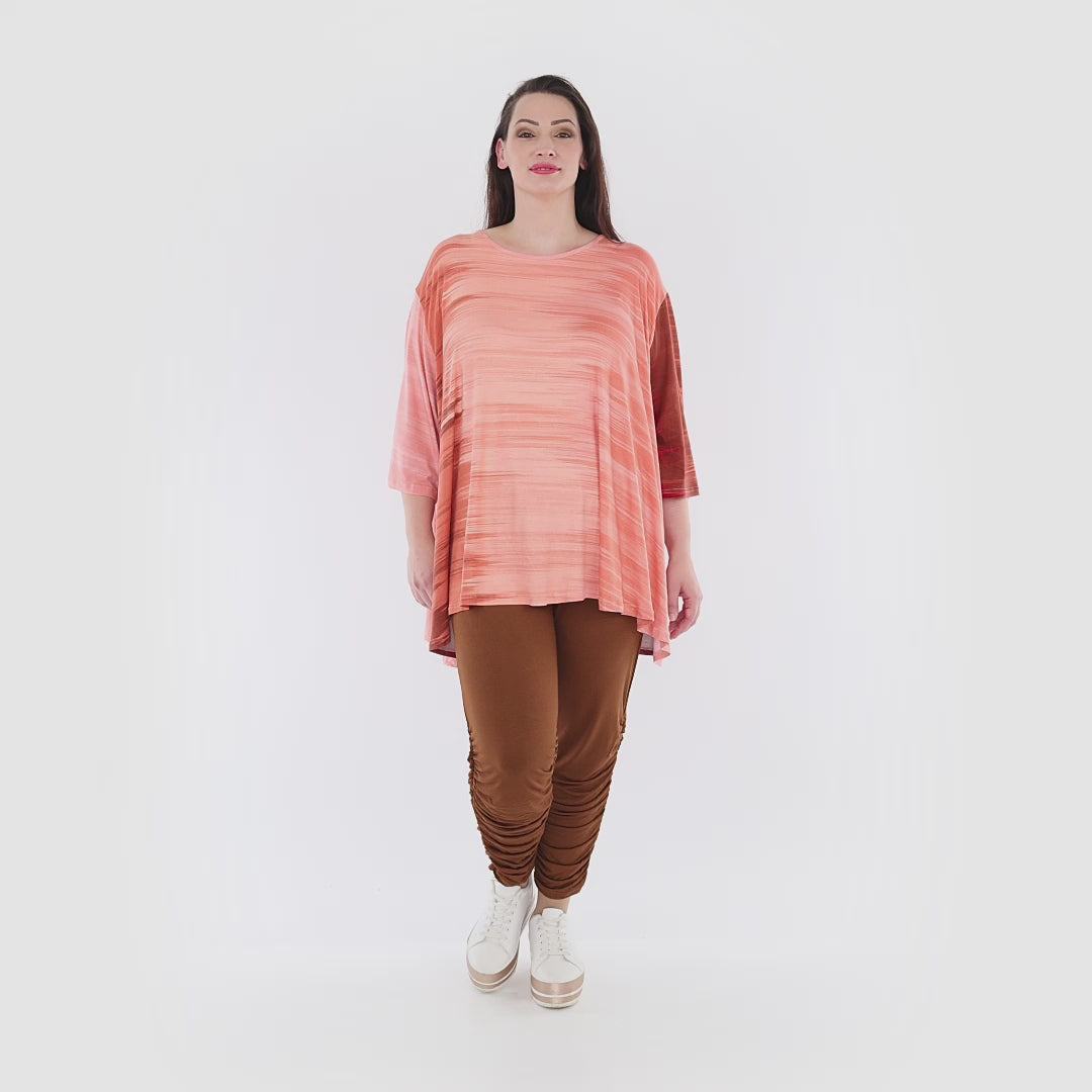 A-Form Bigshirt von AKH Fashion aus Viskose, 1249.00593, Koralle-Orange, Batik, Schick