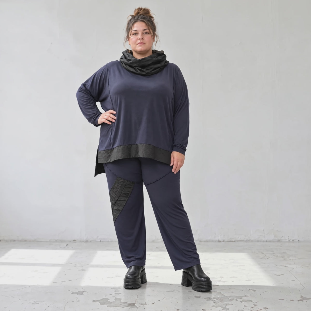 Jerseyhose mit Stretch und geradem Bein bequemer Bund weich fließend für kalte Tage