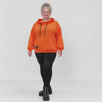 Hoody in leuchtendem Orange aus weichem Stretchjersey mit Kapuze und langen Ärmeln