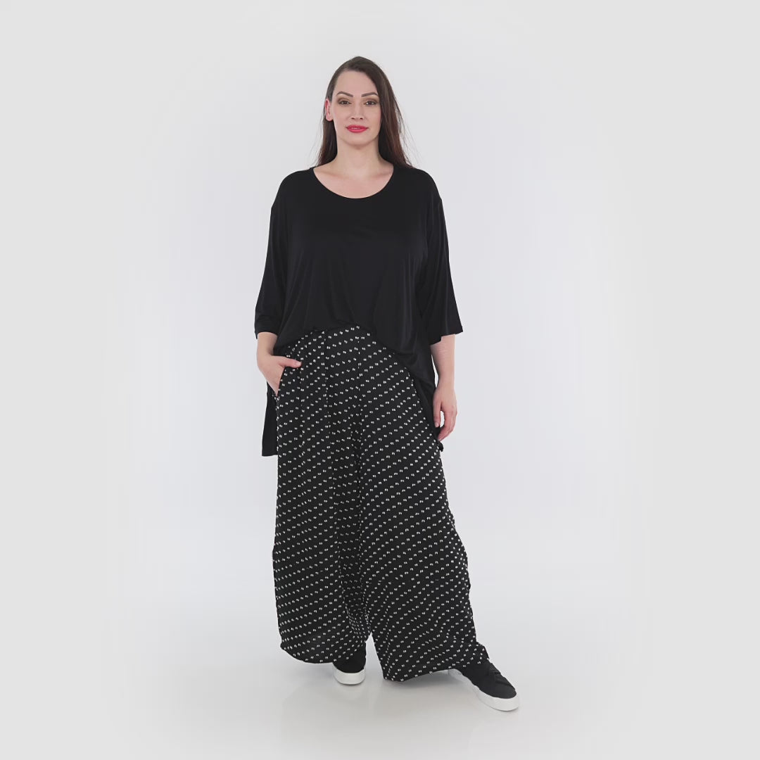 AKH Fashion Hose in gerader Form, aus Viskose, 1315.06941, Schwarz-Weiß, Schick, Modern