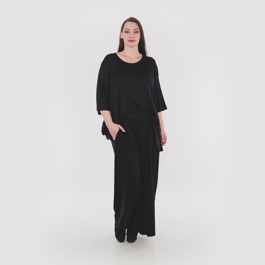 AKH Fashion Hose in kastiger Form, aus Viskose, 1233.06720, Schwarz, Schick, Modern