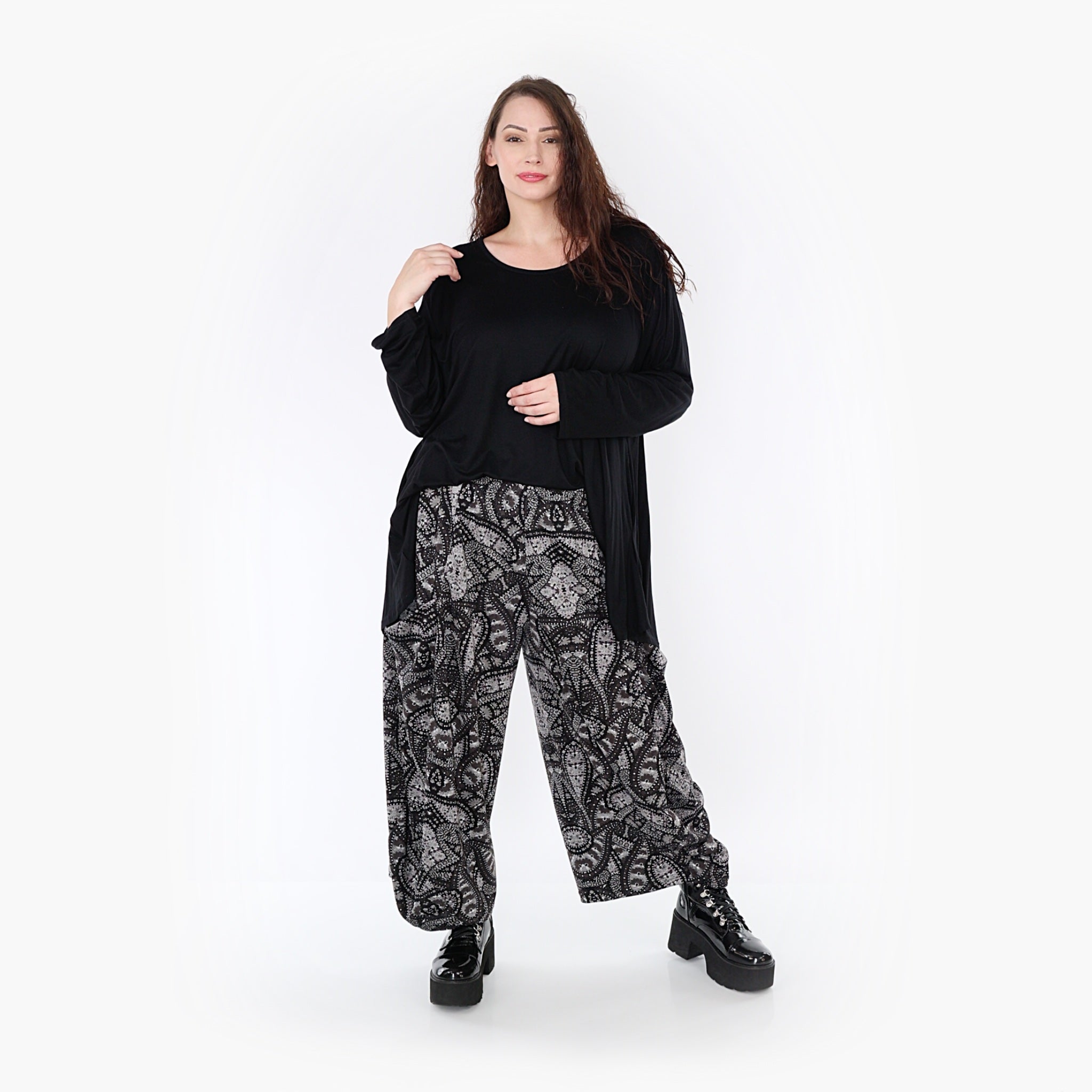 Ballonhose von AKH Fashion aus Materialmix, 1332.08069, Grau-Schwarz, Schick, Modern