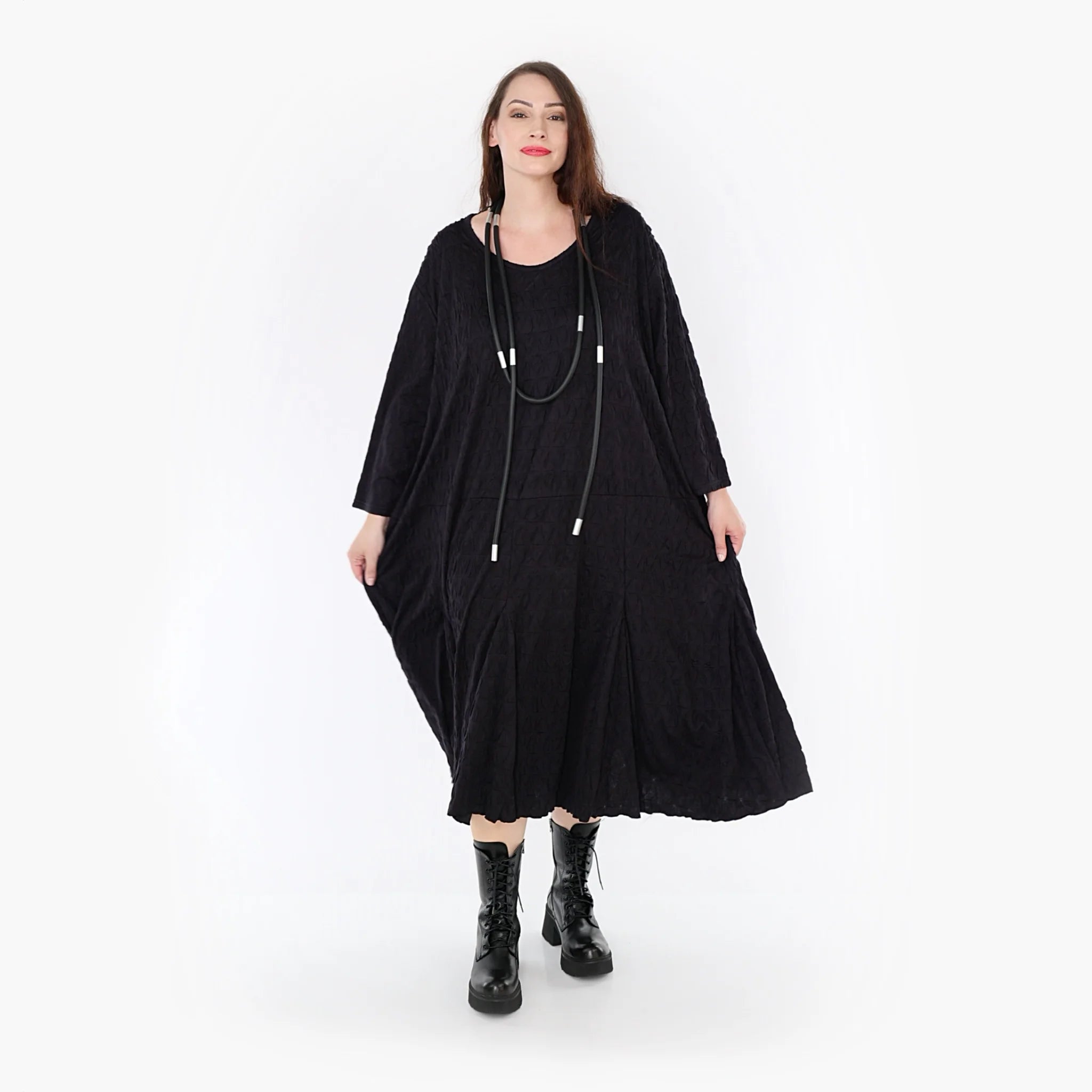 A-Form Kleid von AKH Fashion aus Viskose, 1341.06972, Schwarz, Unifarben, Schick, Modern