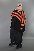  AKH Premium Überwurf in kastiger Form, aus Baumwolle, P1007.2537, Schwarz/Orange, Schick