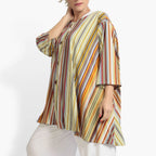  A-Form Jacke von AKH Fashion aus Materialmix, 1078.01382, Cognac, Streifen, Schick