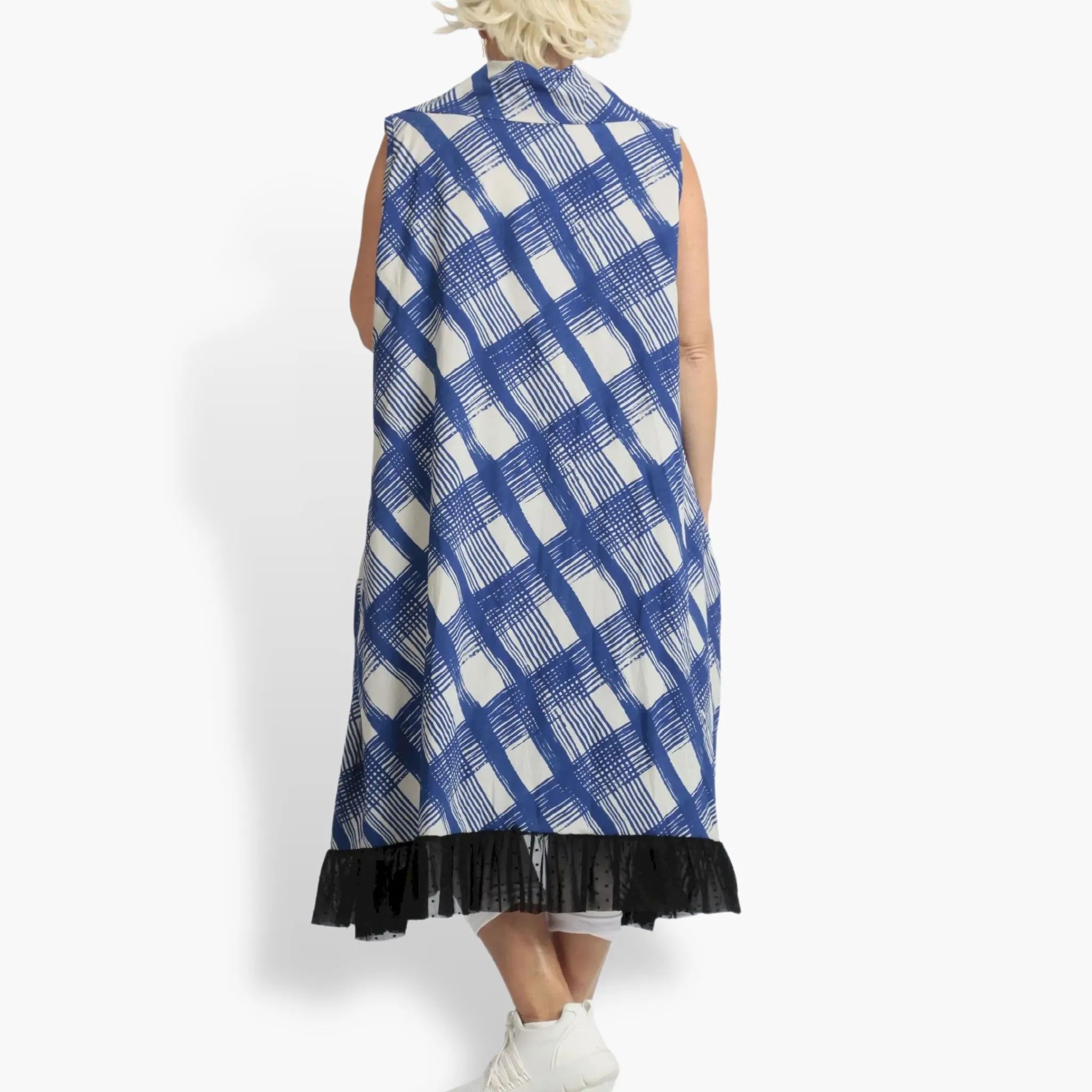  AKH Fashion Weste in gerader Form, aus Viskose, 1089.06844, Blau-Grau, Kariert, Schick