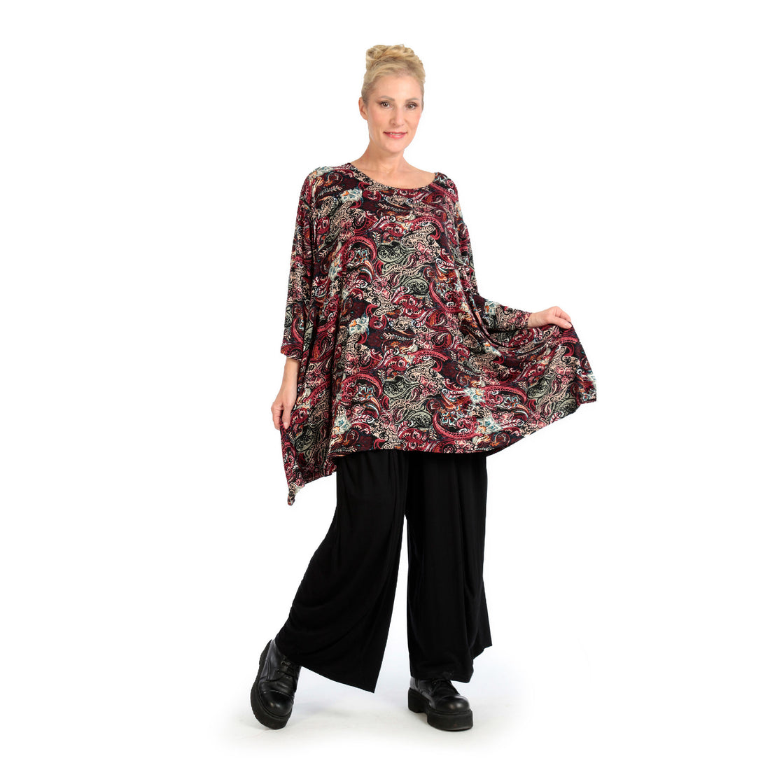  A-Form Bigshirt von AKH Fashion aus Viskose, 1122.00593, Rot, Paisley, Schick, Modern, Bequem