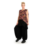  Zipfel Top von AKH Fashion aus Viskose, 1130.00428, Schwarz-Fuchsia-Gelb, Pinselstrich