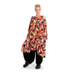  A-Form Kleid von AKH Fashion aus Viskose, 1131.06863, Schwarz-Flieder-Orange, Raute