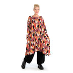  A-Form Kleid von AKH Fashion aus Viskose, 1131.06863, Schwarz-Flieder-Orange, Raute