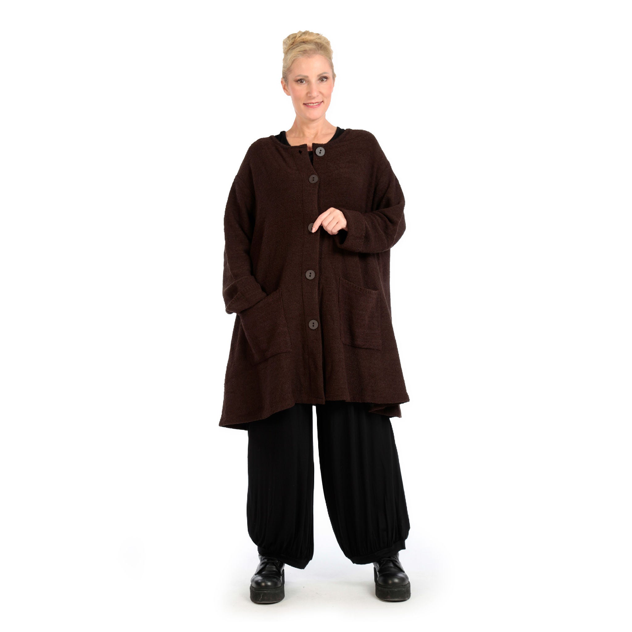 AKH Fashion · Jacke · BoucleStrick · 1382 · Schokobraun