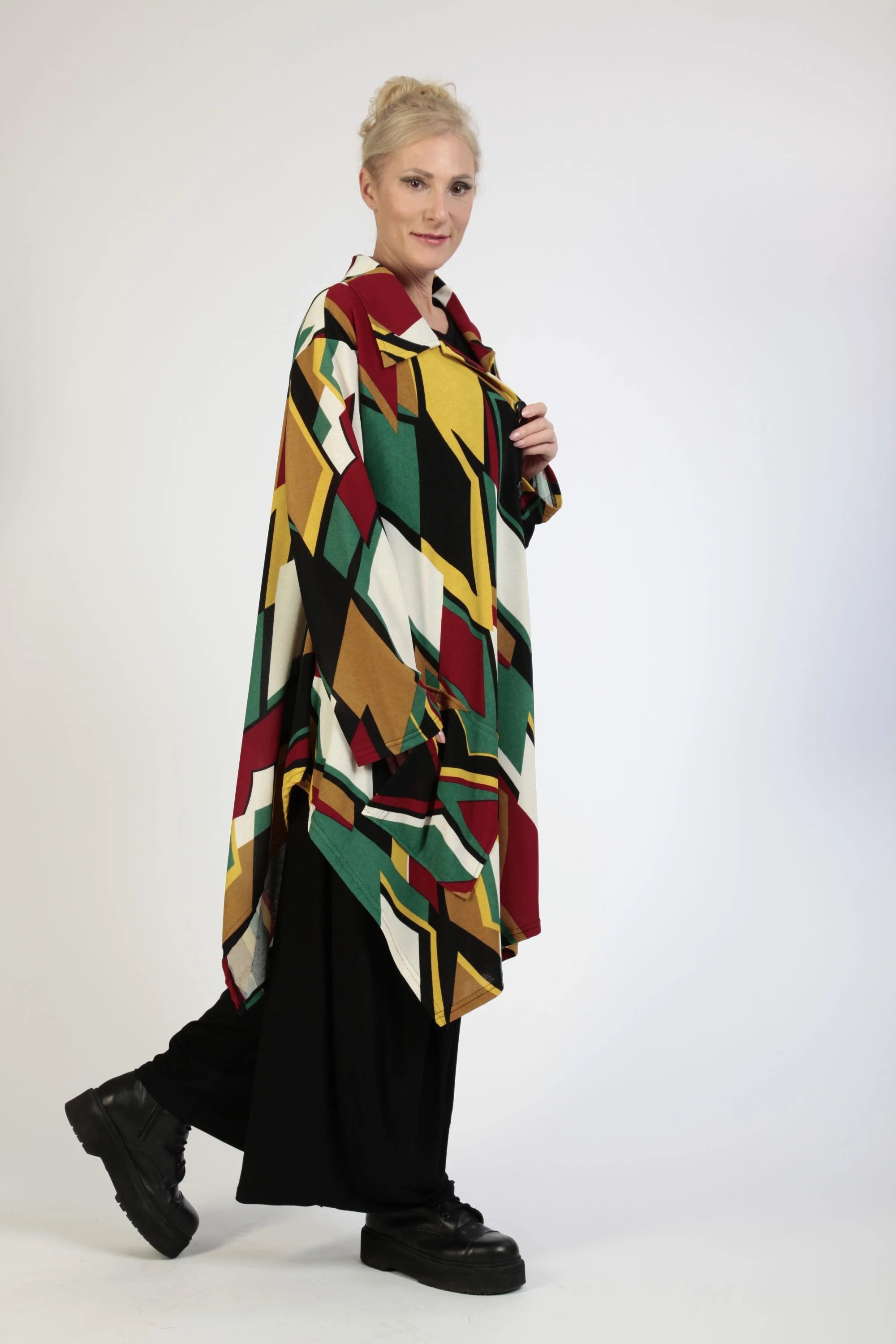  A-Form Jacke von AKH Fashion aus Viskose, 1138.06864, Rot-Grün-Weiß, Trapez, Schick