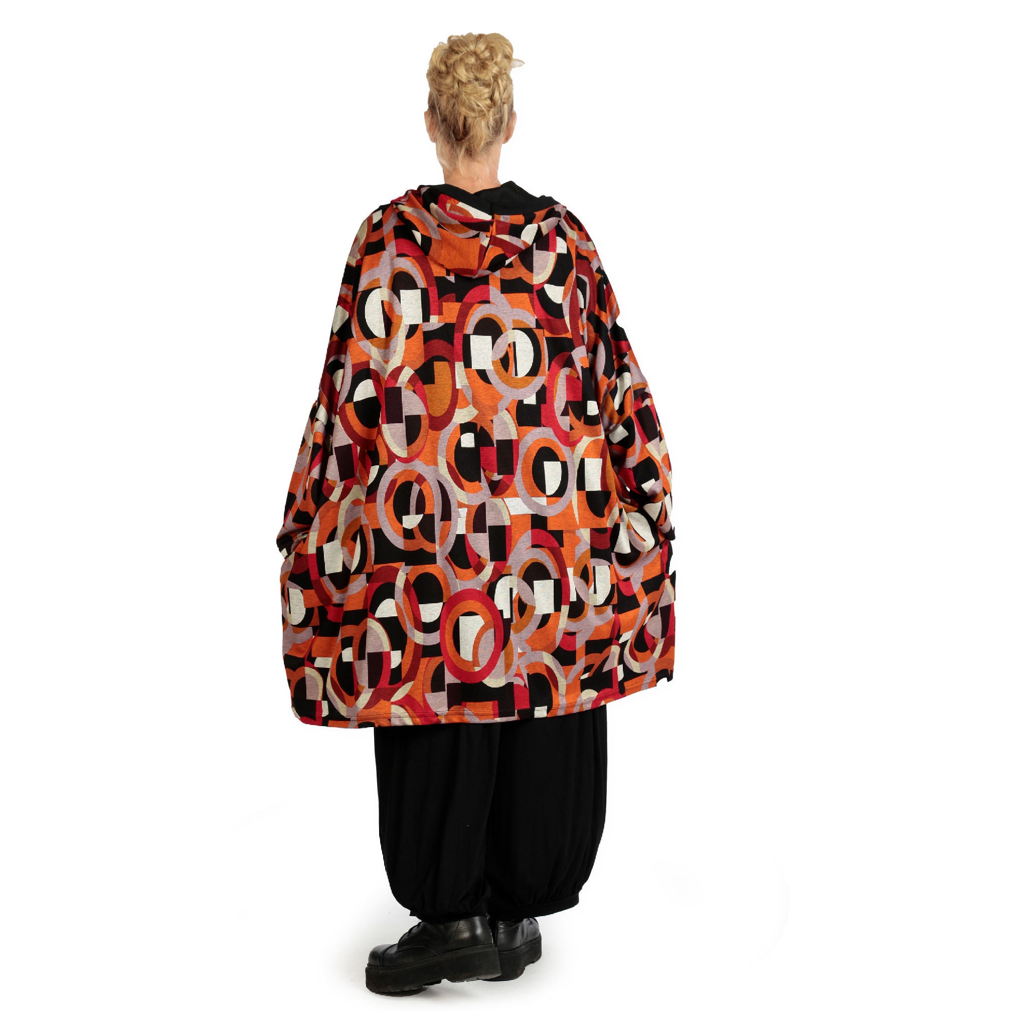  AKH Fashion Jacke in kastiger Form, aus Materialmix, 1140.06859, Rot-Orange-Schwarz