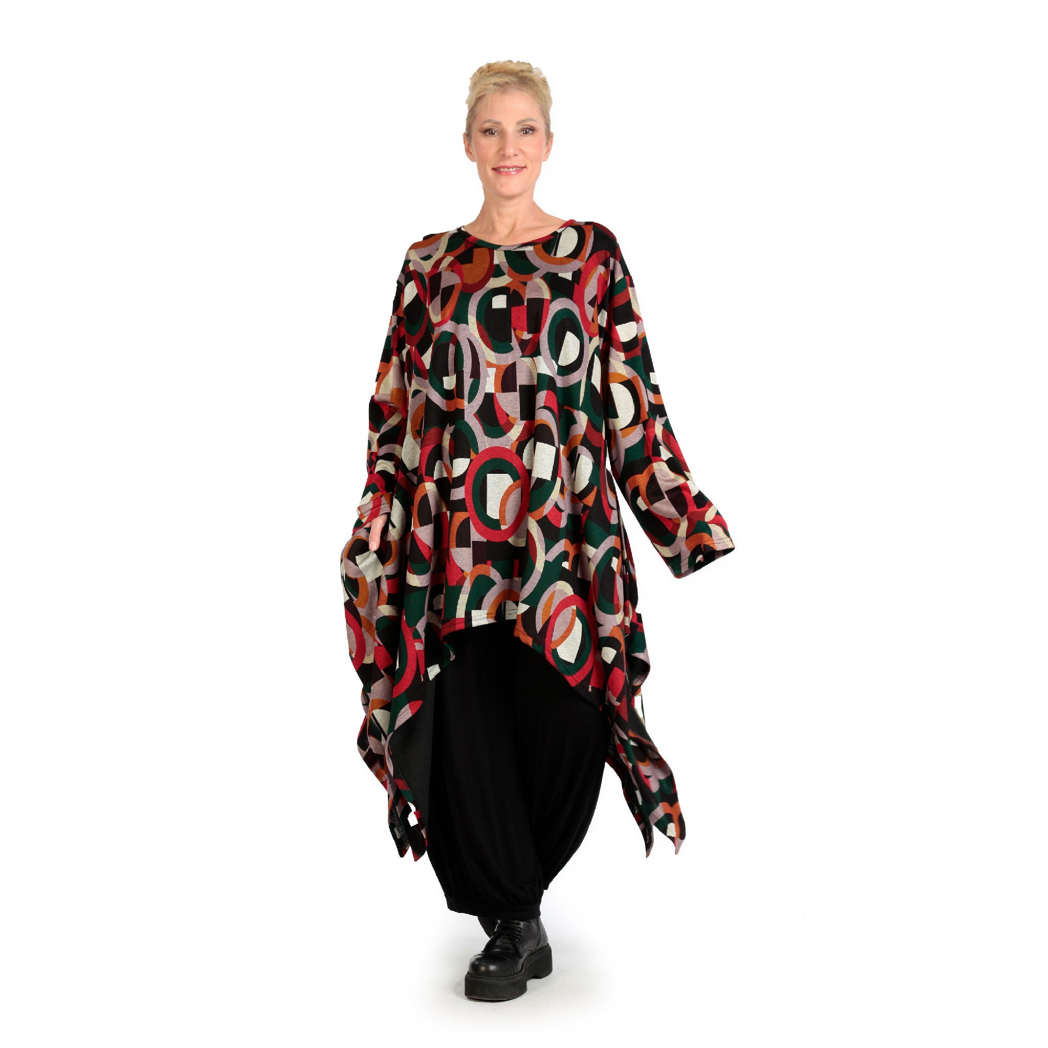  Zipfel Kleid von AKH Fashion aus Materialmix, 1140.06865, Rot-Grün-Schwarz, Grafik