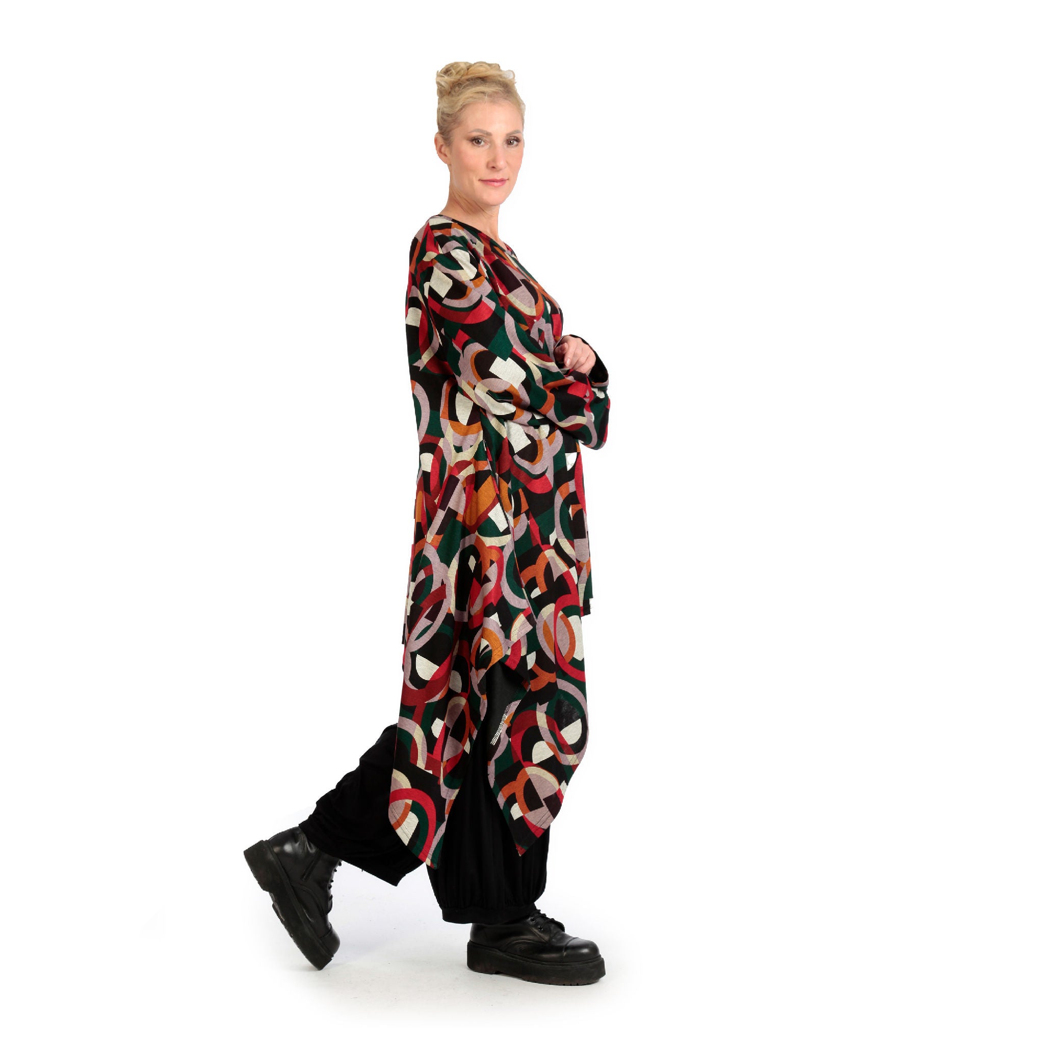  Zipfel Kleid von AKH Fashion aus Materialmix, 1140.06865, Rot-Grün-Schwarz, Grafik