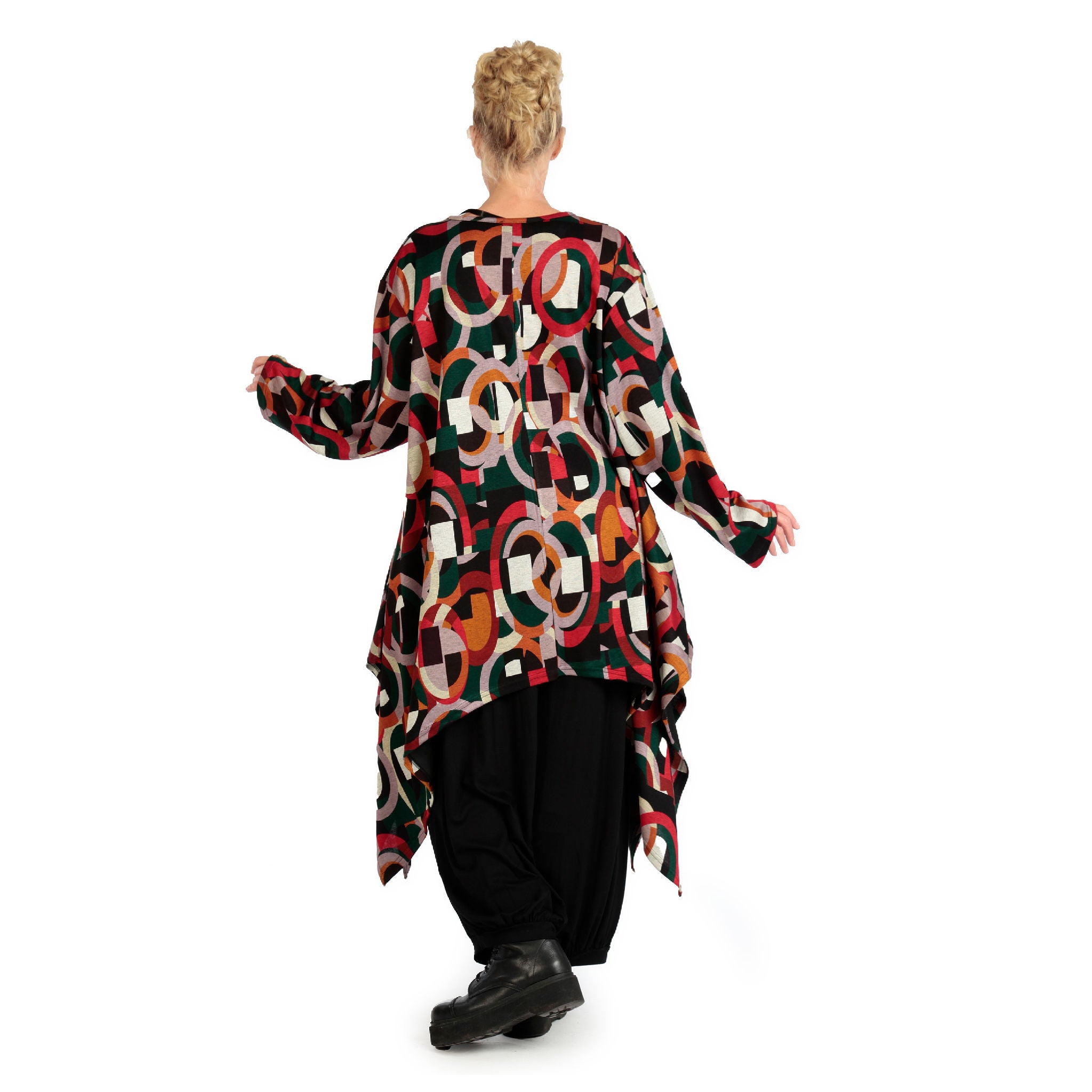  Zipfel Kleid von AKH Fashion aus Materialmix, 1140.06865, Rot-Grün-Schwarz, Grafik