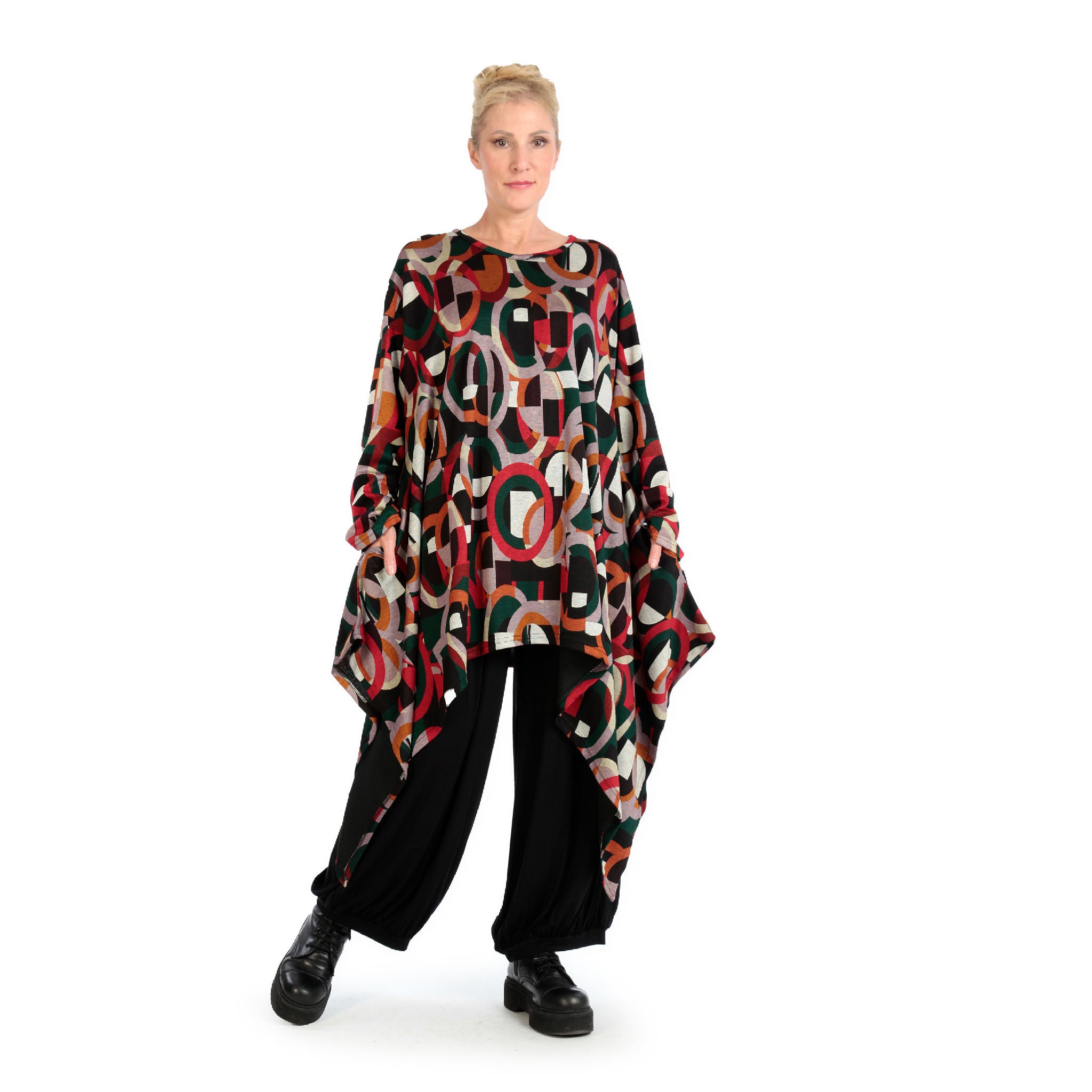  Zipfel Kleid von AKH Fashion aus Materialmix, 1140.06865, Rot-Grün-Schwarz, Grafik