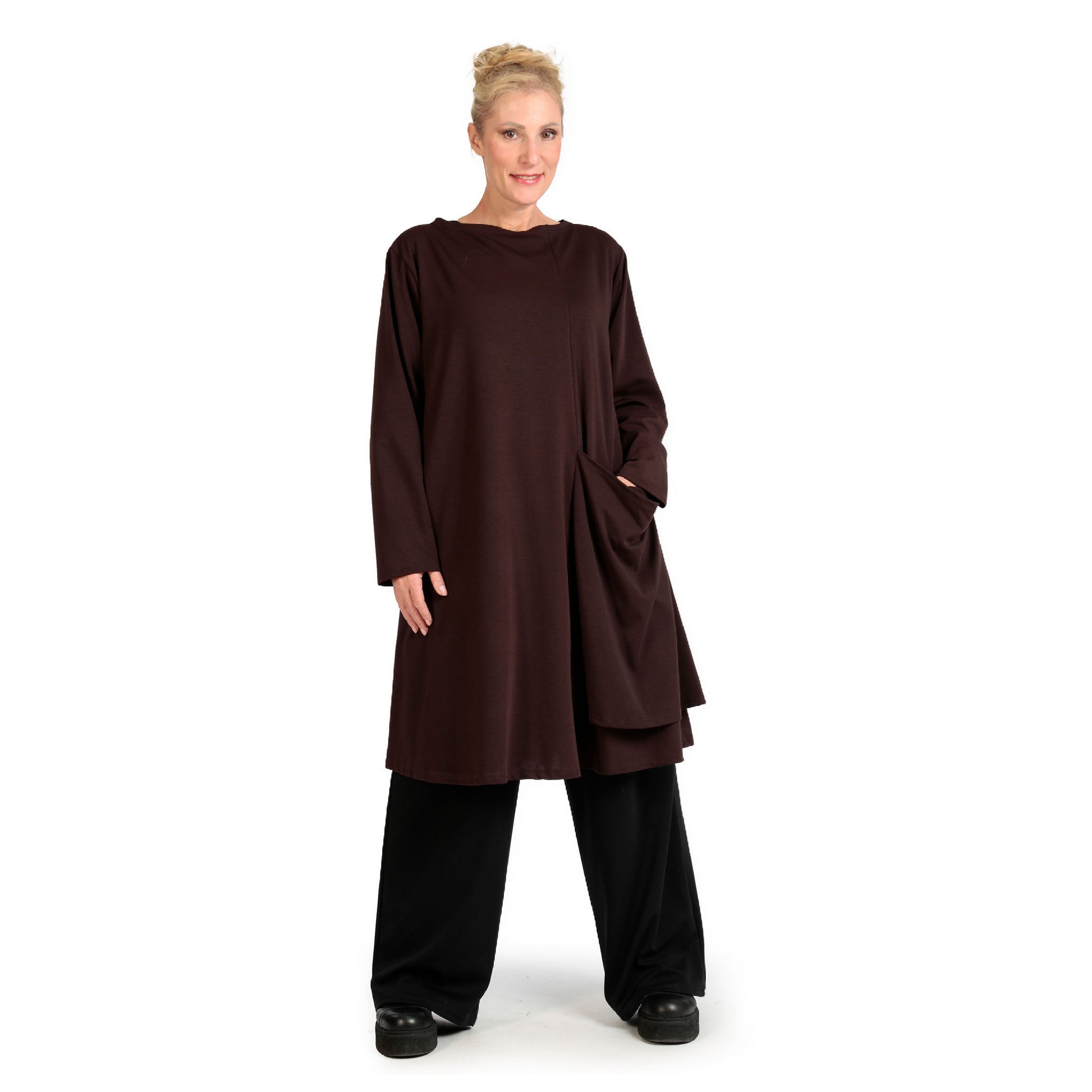  Shirt von AKH Fashion aus Viskose in gerader Form, 1141.06816, Braun, Unifarben, Schick