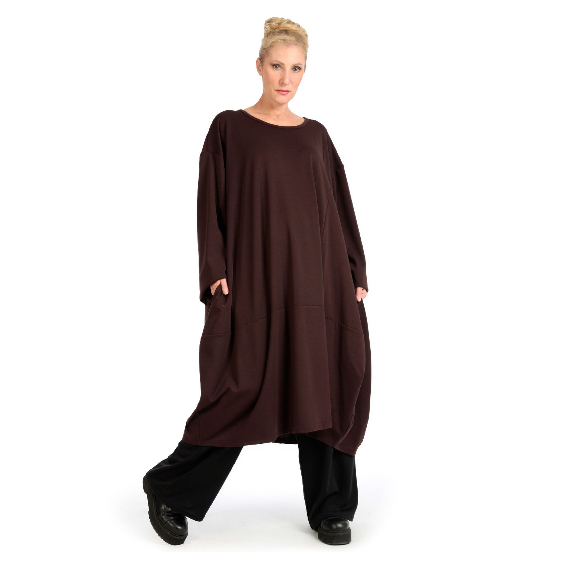  Ballonkleid von AKH Fashion aus Viskose, 1141.06859, Braun, Unifarben, Ausgefallen, Modern