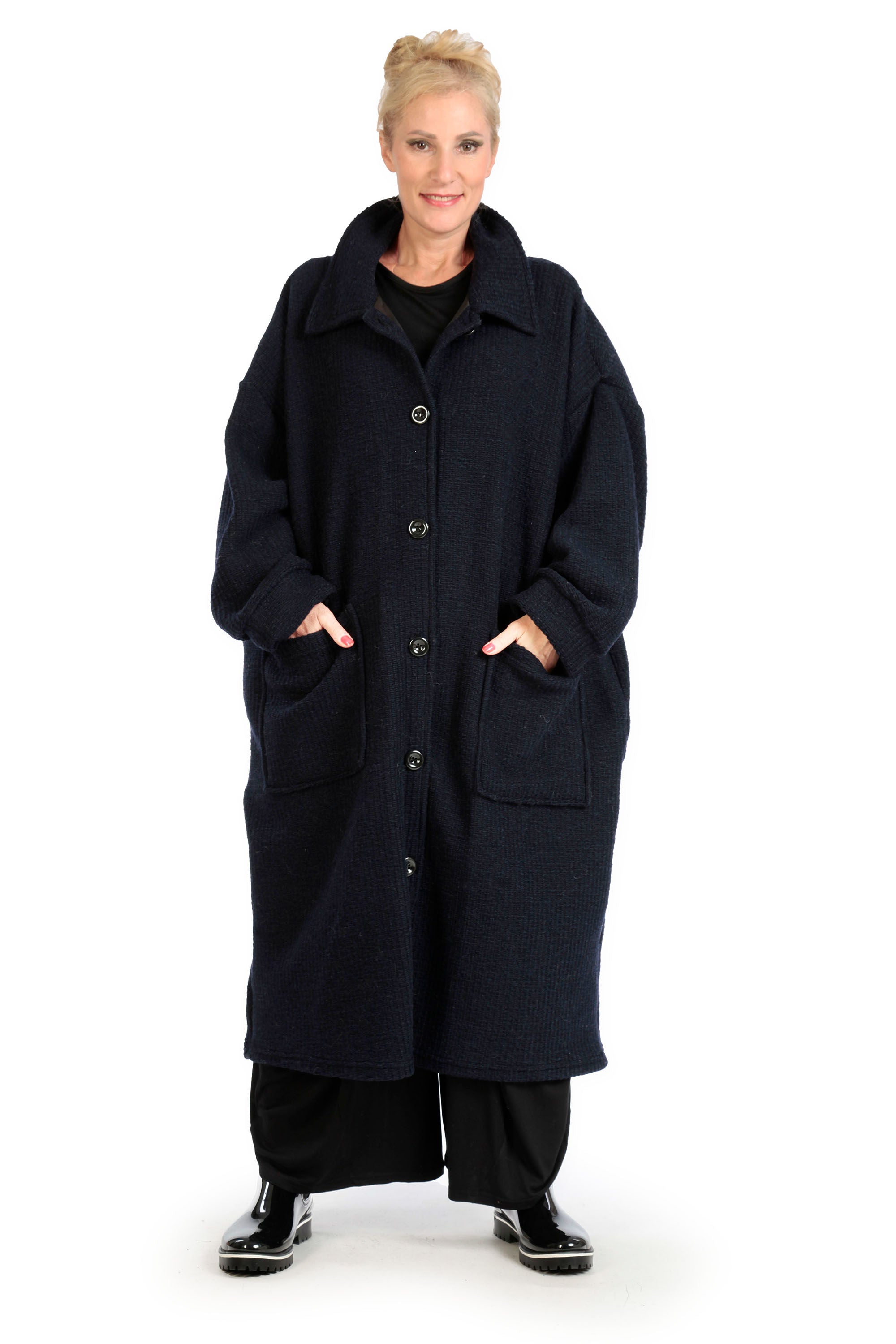 AKH Fashion Mantel in gerader Form, aus Materialmix, 1166.06700, Dunkelblau, Schick