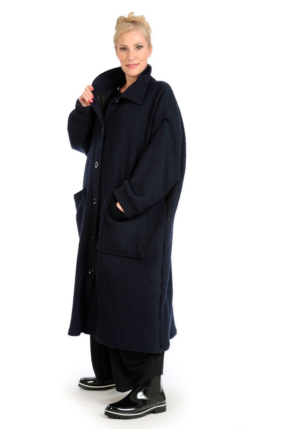  AKH Fashion Mantel in gerader Form, aus Materialmix, 1166.06700, Dunkelblau, Schick