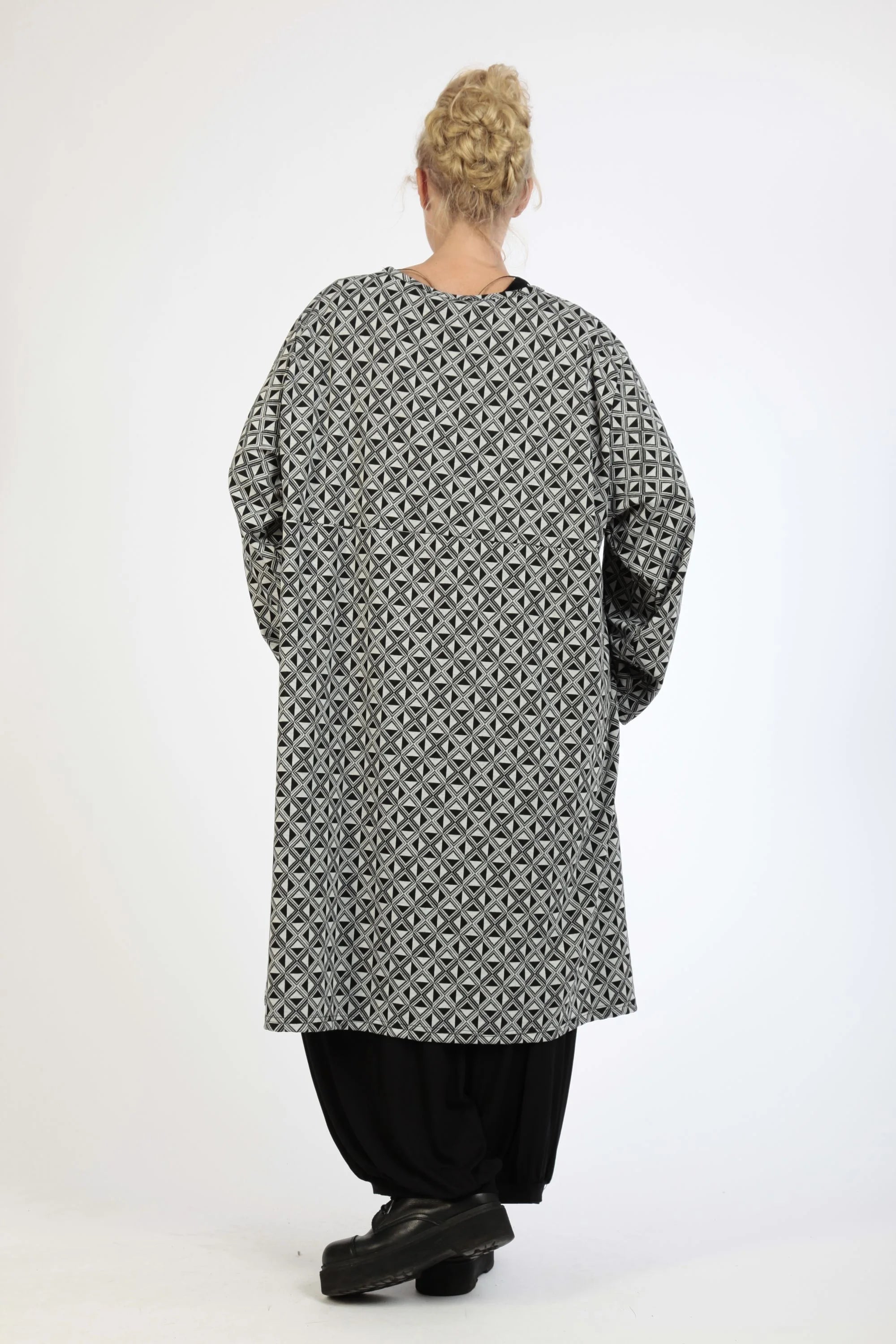  AKH Fashion Kleid in gerader Form, aus Materialmix, 1174.06791, Grau-Schwarz, Argyle