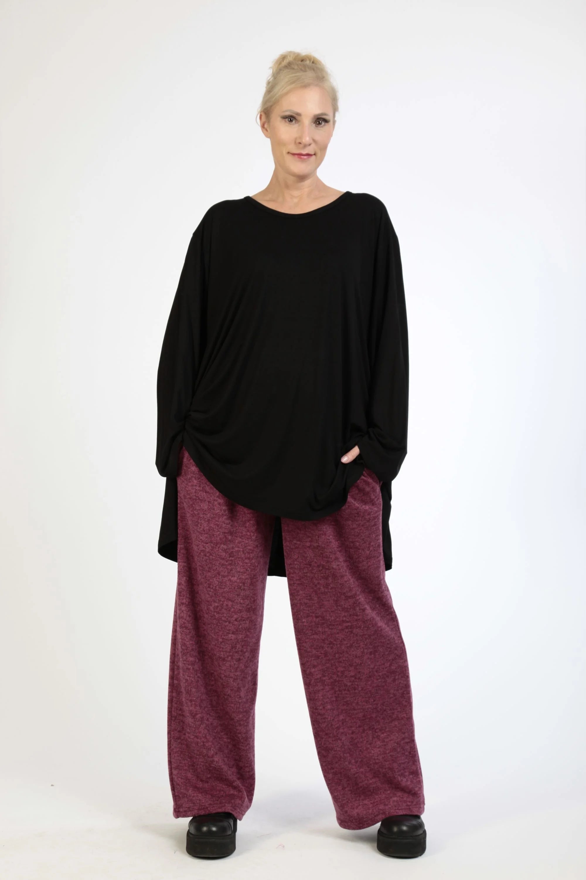  AKH Fashion Hose in gerader Form, aus Polyester, 1179.06852, Fuchsia, Meliert, Schick