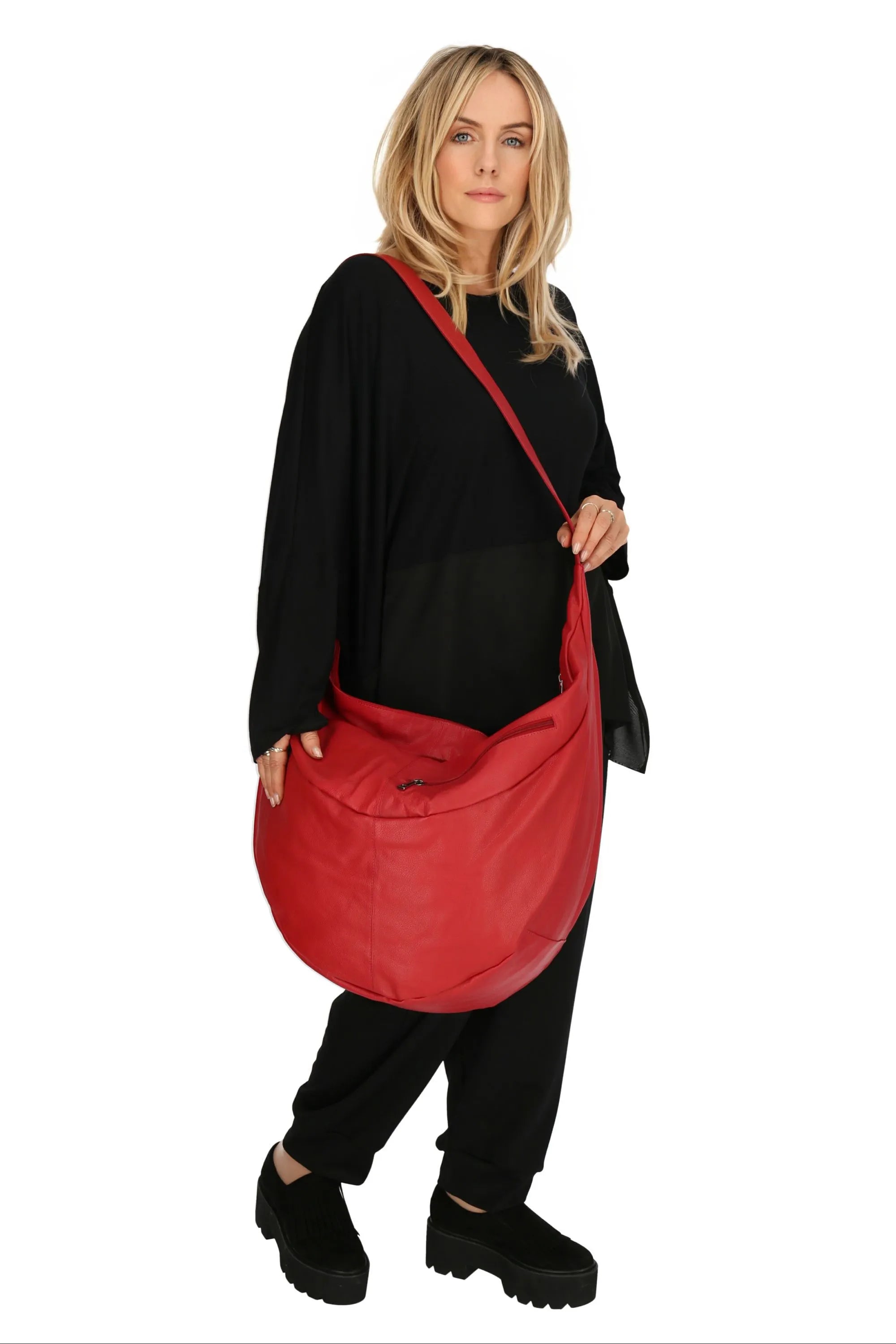  Ballon Tasche von AKH Fashion aus Leder, 1180.DJ004, Rot, Schick, Modern, Bequem