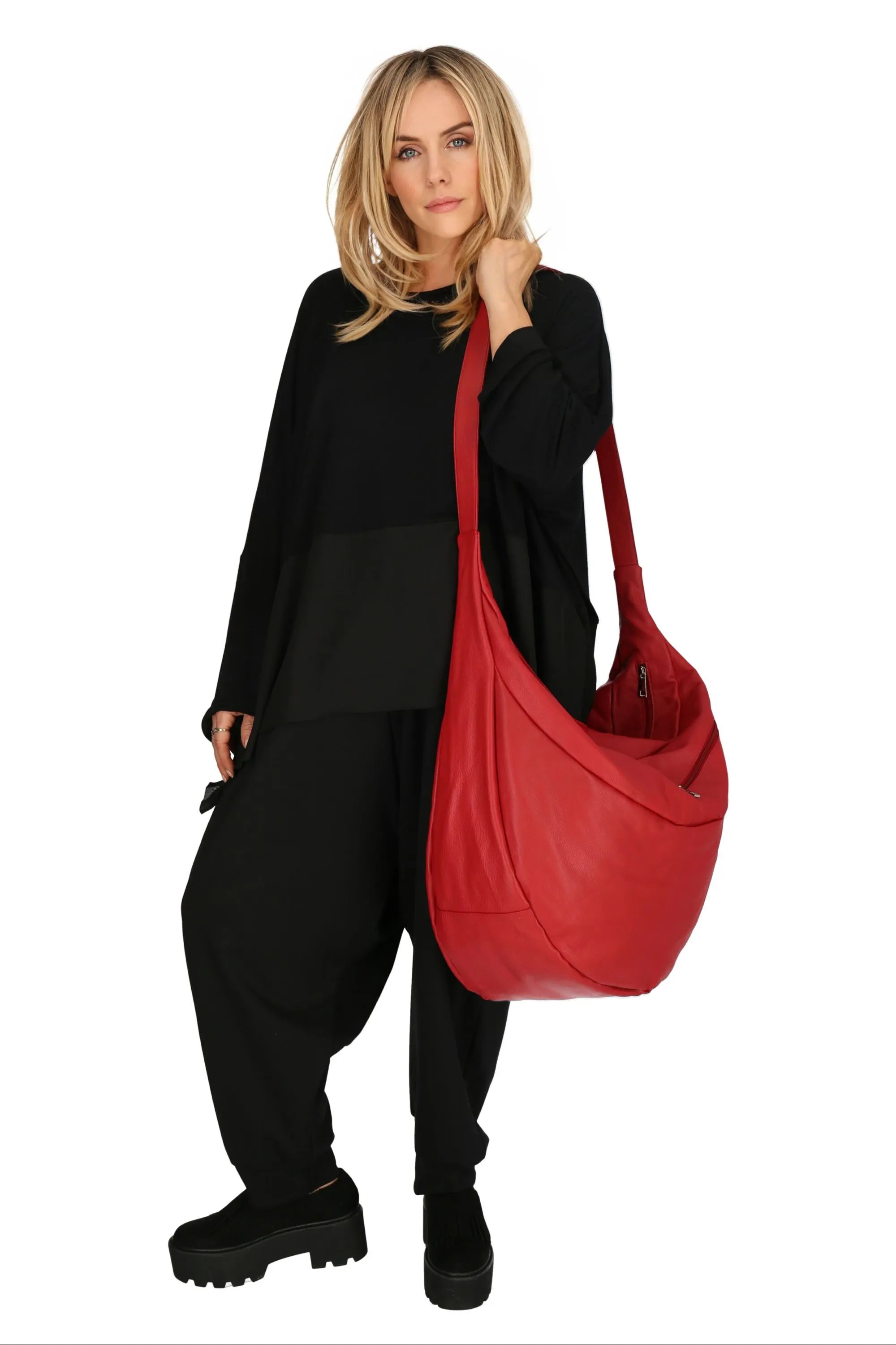  Ballon Tasche von AKH Fashion aus Leder, 1180.DJ004, Rot, Schick, Modern, Bequem
