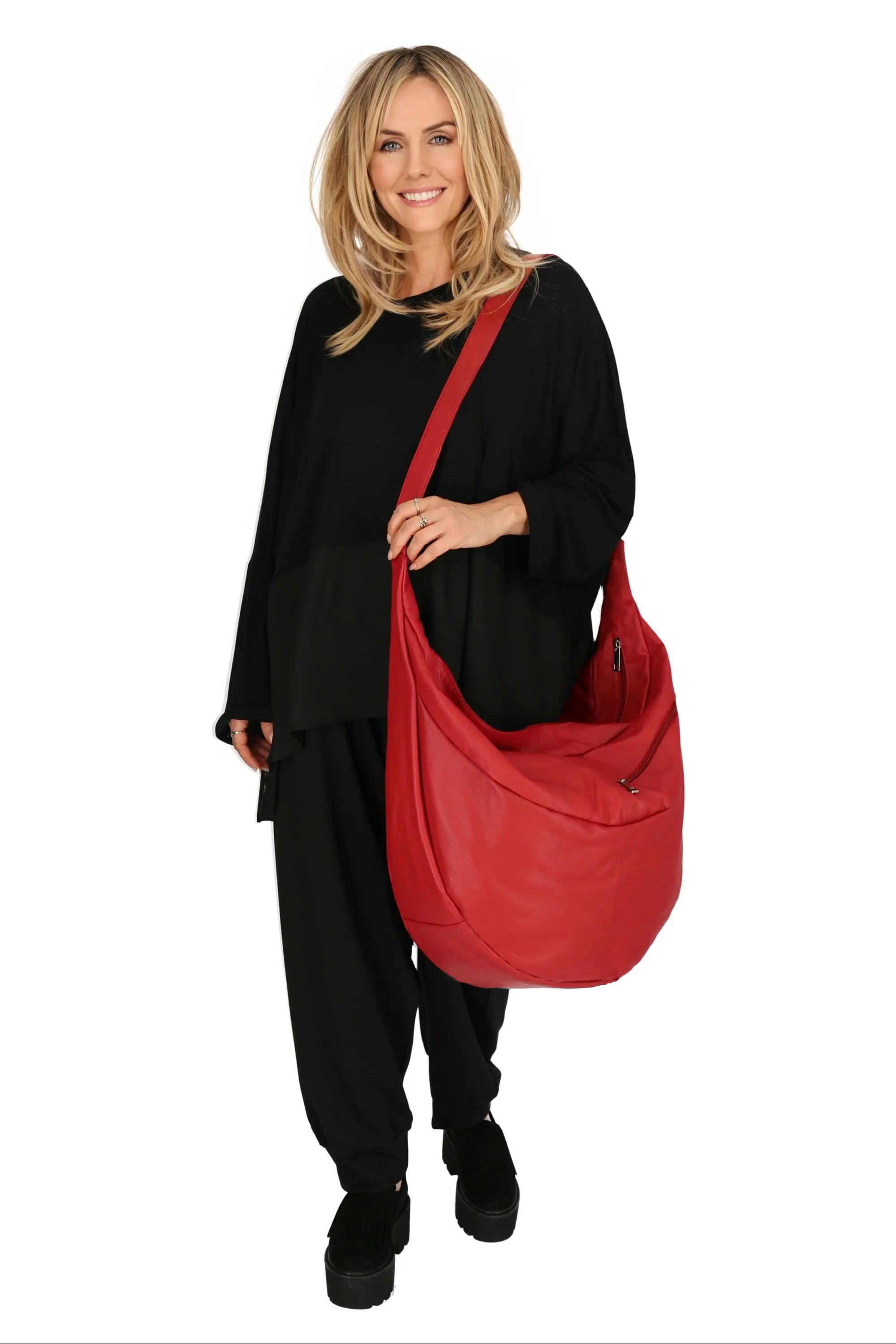  Ballon Tasche von AKH Fashion aus Leder, 1180.DJ004, Rot, Schick, Modern, Bequem
