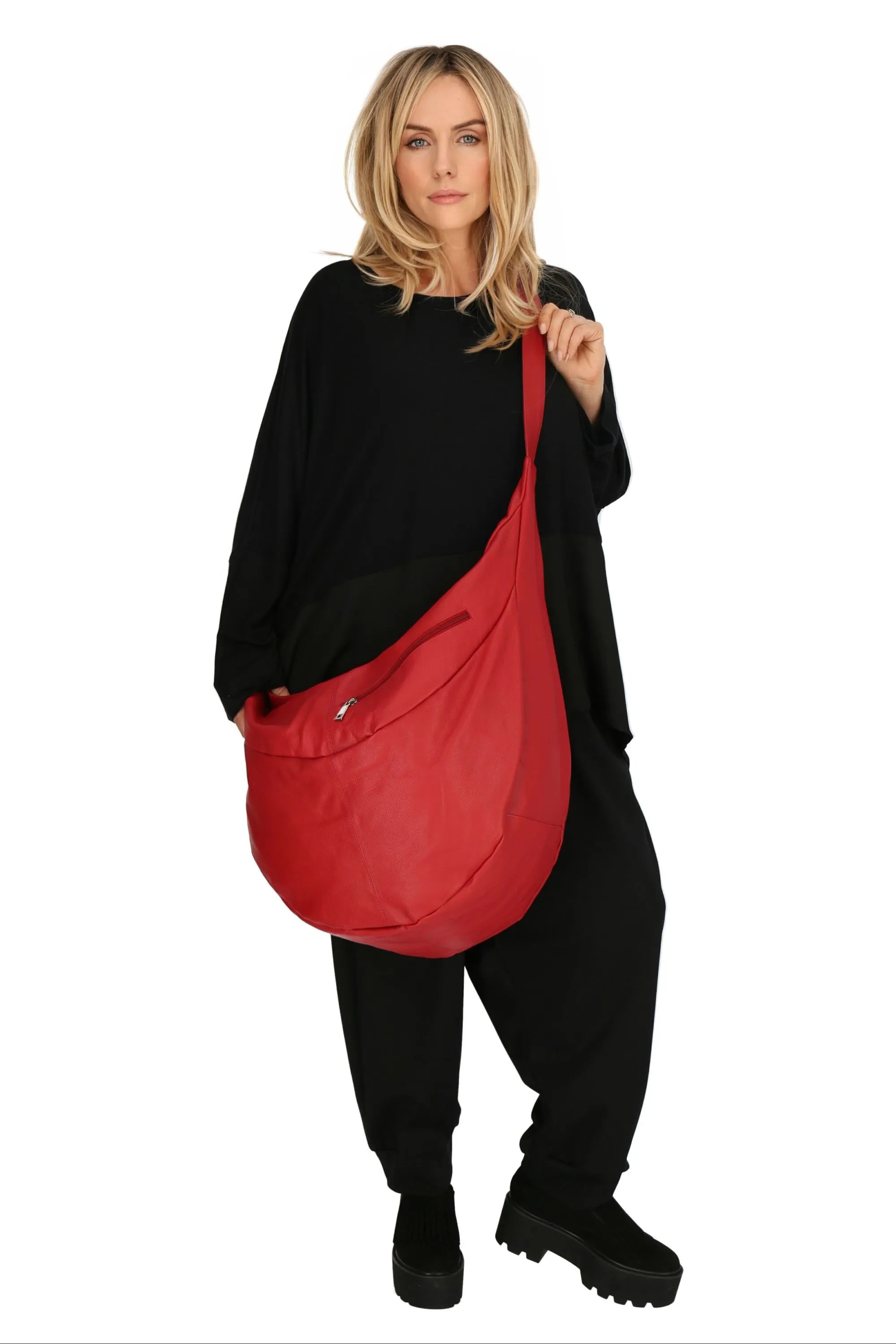  Ballon Tasche von AKH Fashion aus Leder, 1180.DJ004, Rot, Schick, Modern, Bequem