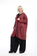  AKH Fashion Jacke in gerader Form, aus Materialmix, 1190.07598, Rot-Blau, Streifen