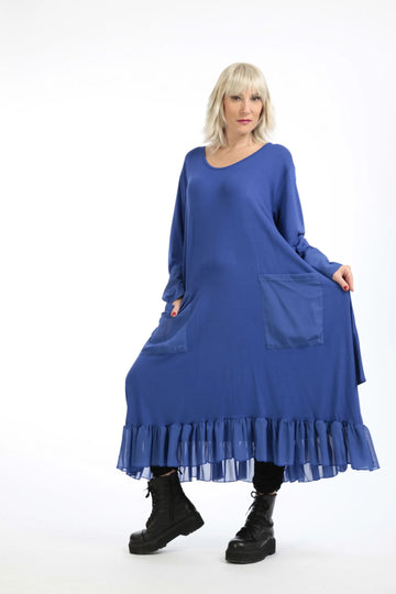  A-Form Kleid von AKH Fashion aus Viskose, 1197.05909, Blau, Unifarben, Ausgefallen, Modern