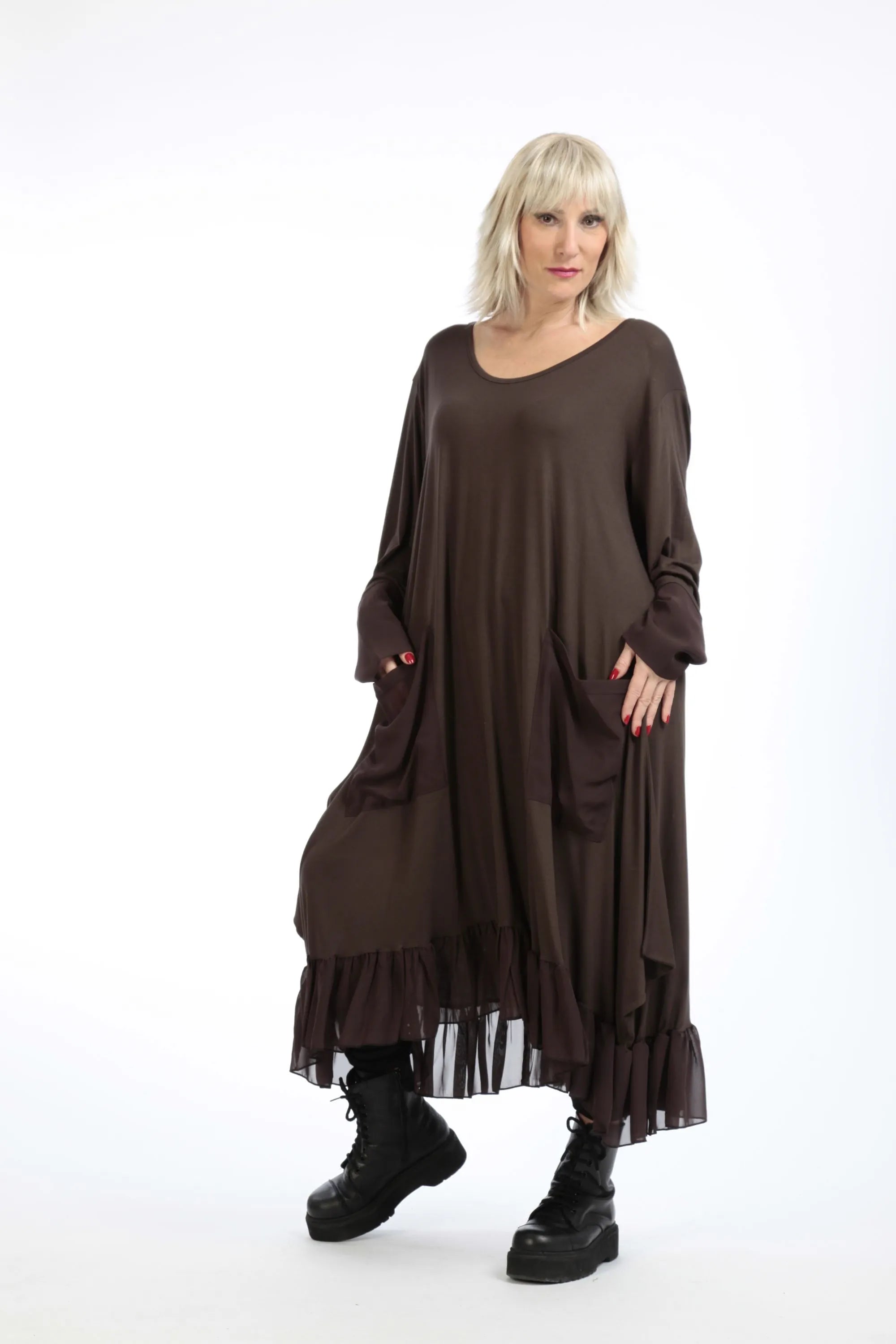  A-Form Kleid von AKH Fashion aus Viskose, 1197.05909, Braun, Schick, Modern, Bequem