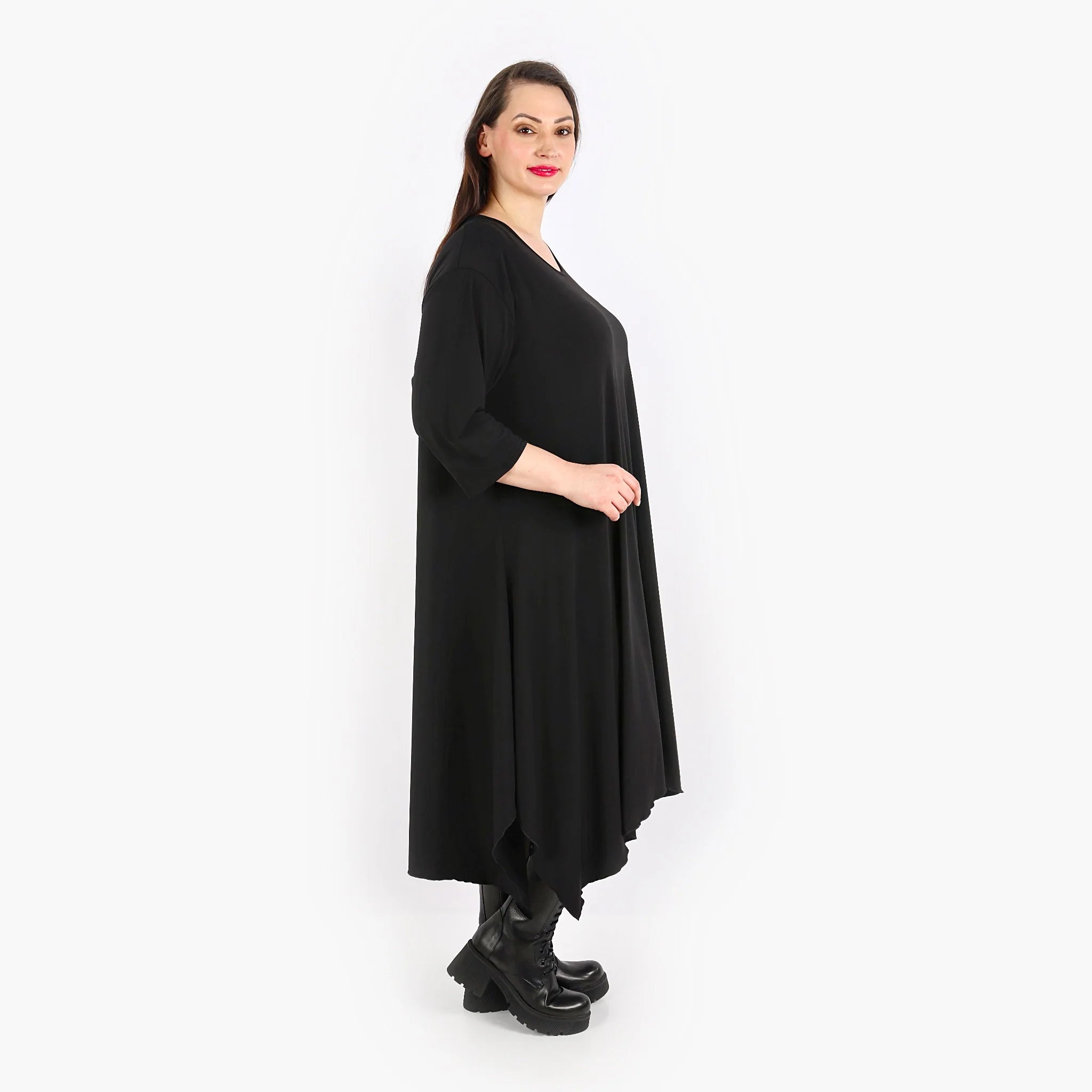  A-Form Kleid von AKH Fashion aus Materialmix, 1313.5927A, Schwarz, Schick, Modern, Bequem