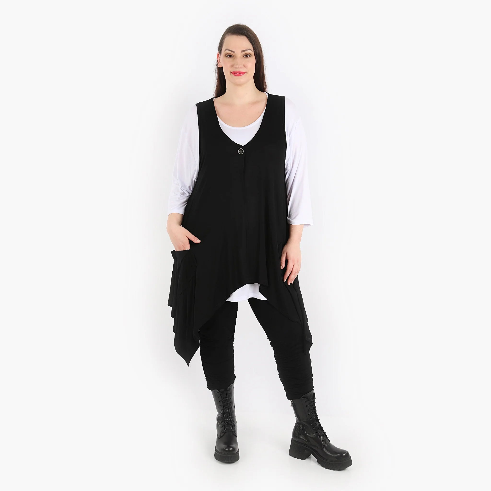  A-Form Weste von AKH Fashion aus Viskose, 1312.00110, Schwarz, Unifarben, Schick, Modern