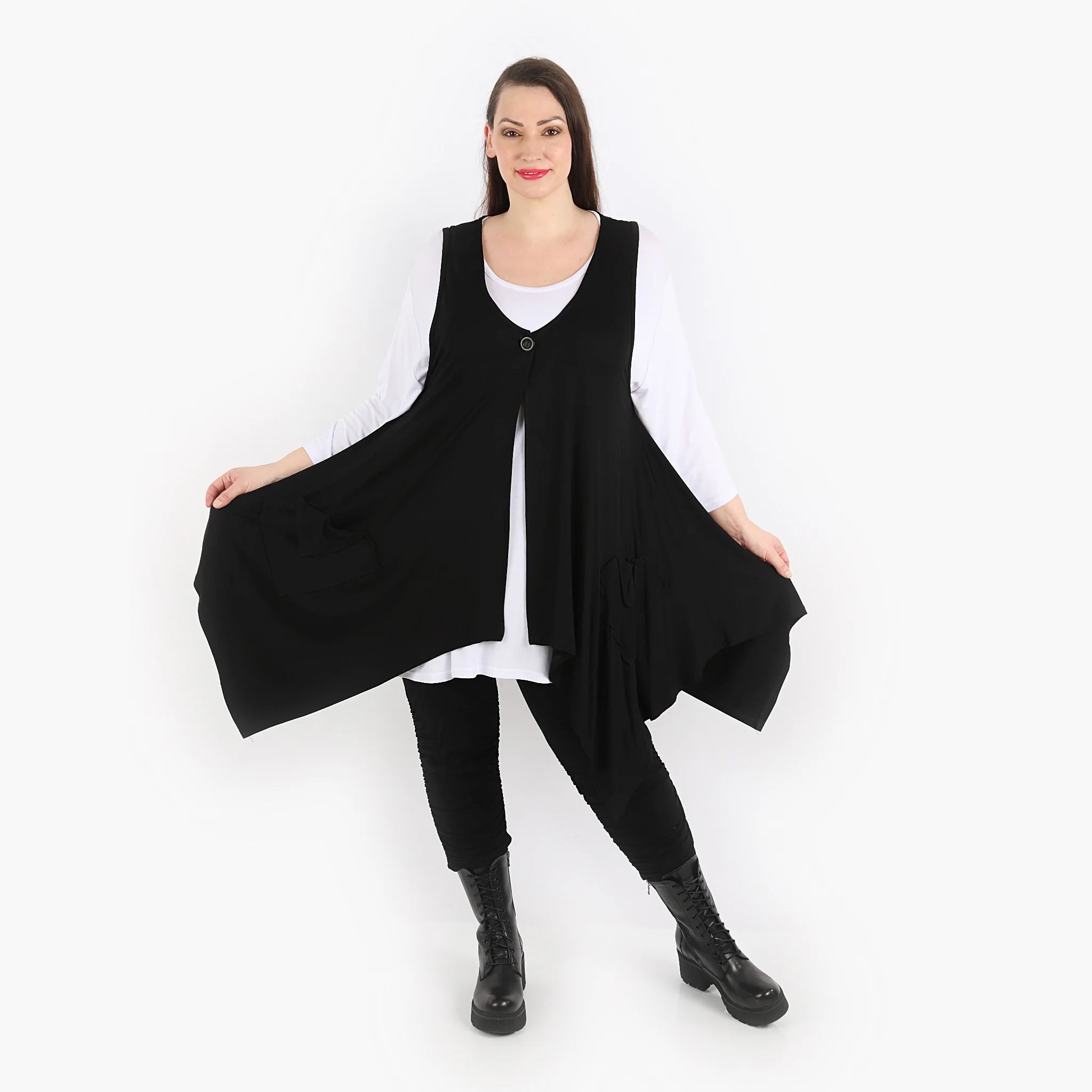  A-Form Weste von AKH Fashion aus Viskose, 1312.00110, Schwarz, Schick, Modern, Bequem