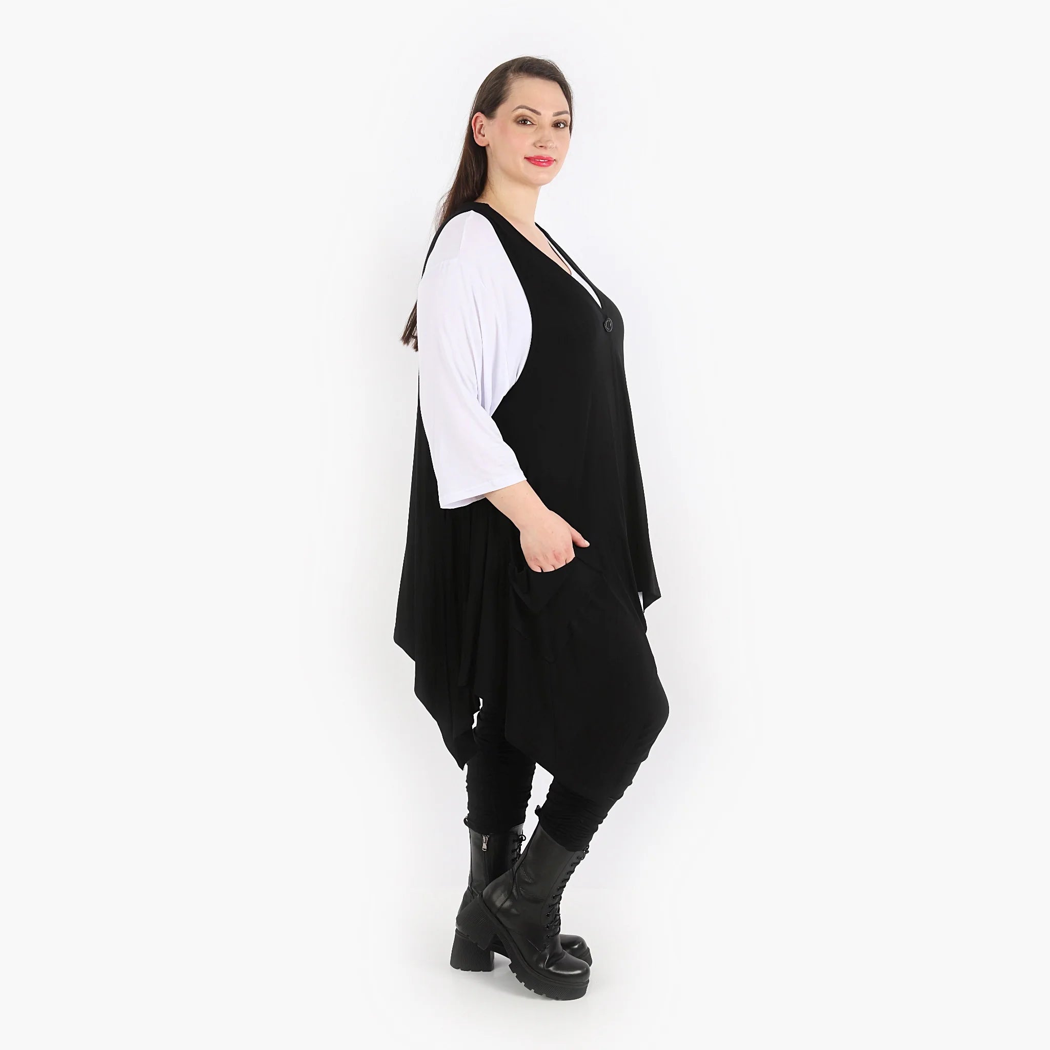  A-Form Weste von AKH Fashion aus Viskose, 1312.00110, Schwarz, Schick, Modern, Bequem